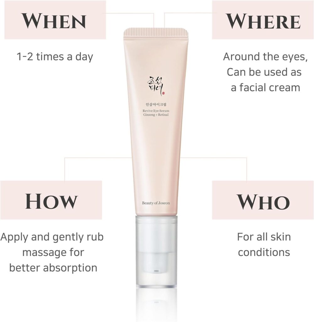 Beauty of Joseon Korean Eye Serum: Ginseng + Retinal 30ml, Pink, – Image 2